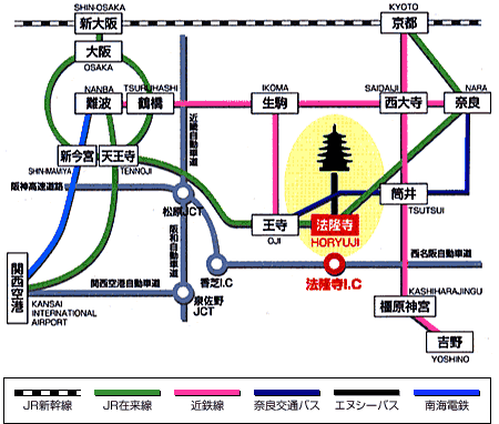 斑鳩町の里までのアクセスマップ